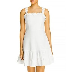 AQUA White Ruffle Strap Mini Dress